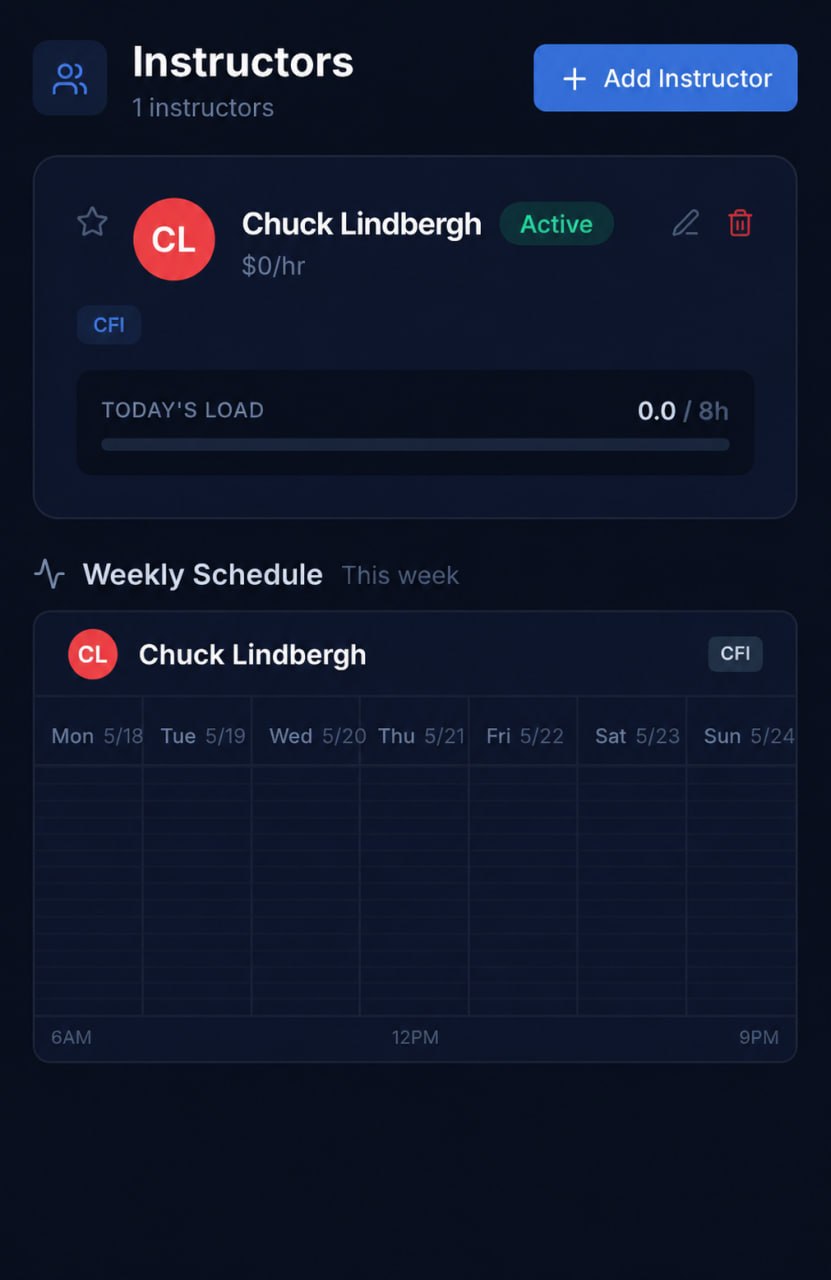 StratusLog mobile instructors schedule